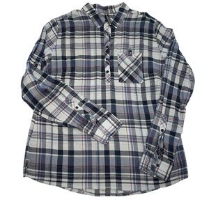 Kuhl Lexi Button Up Shirt White Blue Red Long Sleeve Plaid Collared‎ Women's XL
